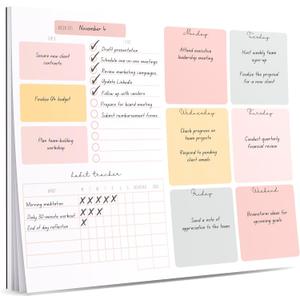 Weekly Planner Notepad Tear Off 52 Undated Weekly Sheets Daily To Do List Notepad, Habit Tracker, Academic Planner Notebook, Daily Work Planner- Full Year Productivity Planner Weekly To Do List Pad