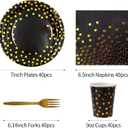 160 Pcs Black and Gold Paper Plates, Forks and Cups Party Supplies, black birthday plates Tableware Supplies for Birthdays, Graduations, Weddings, Holidays Serves 30 (7 inches)