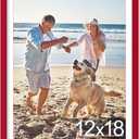 DecorUhome 12x18 Picture Frame, Display Pictures 11x17 with Mat or 12x18 without Mat, Wall Mounting Photo Frame, Red, 1 Pack