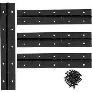 4PACK 10 Inch Heavy Duty Piano Hinge, Black Stainless Steel Continuous & Piano Hinge, 2" Open Width, for Cabinet Door Cases Woodworking Wood Furniture Tool Storage Boxes with 40 Pcs Screws