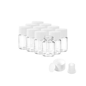 Cadbibe 2ml Clear Glass Vials with Screw Caps and Plastic Stoppers, 1/2 Dram Small Liquid Sample Vial, Leak-Proof Vial, 12PCS(White Cap)