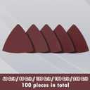 2 x 100 Pcs Mouse Detail Sander Sandpaper, Oscillating Multi Tool Sanding Pads, 3-1/8 inch & 2 Inch Triangular Sanding Sheets Kit, Assorted 60/80/120/180/240 Sanding Pads for Mouse Sander