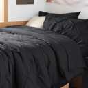 Bedsure Twin XL Comforter Set - Extra Long 5 Pieces Dorm Bedding Sets, GentleSoft Pinch Pleat Black Bed in a Bag with Pintuck Comforters, Sheets, Pillowcase & Sham