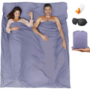 Sleeping Bag Liner,Travel Sheet & Adult Sleep Sack, Camping Sheets Travel Sleep Sack for Backpacking,Hotels & Hostels -Lightweight Single &Double Travel Sheet Camping Sheets