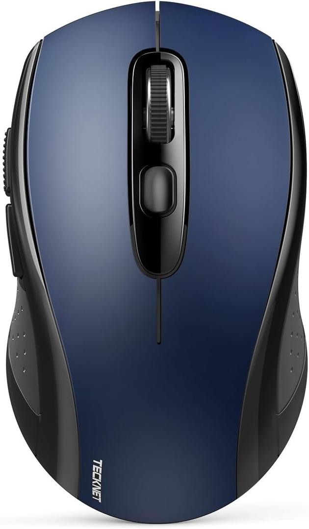 TECKNET Bluetooth Mouse, 4000DPI Wireless Mice for Laptop 2-in-1(BT 5.0/3.0+2.4Ghz) Computer Mouse with USB Receiver for Mac (USB-A+Bluetooth, Blue)