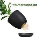 Ferlypote Plant Pots 8 Inch Set of 2, Flower Pots with Multi Mesh Drainage Holes, Planters for Indoor Outdoor Garden Plants and Flowers (Black)