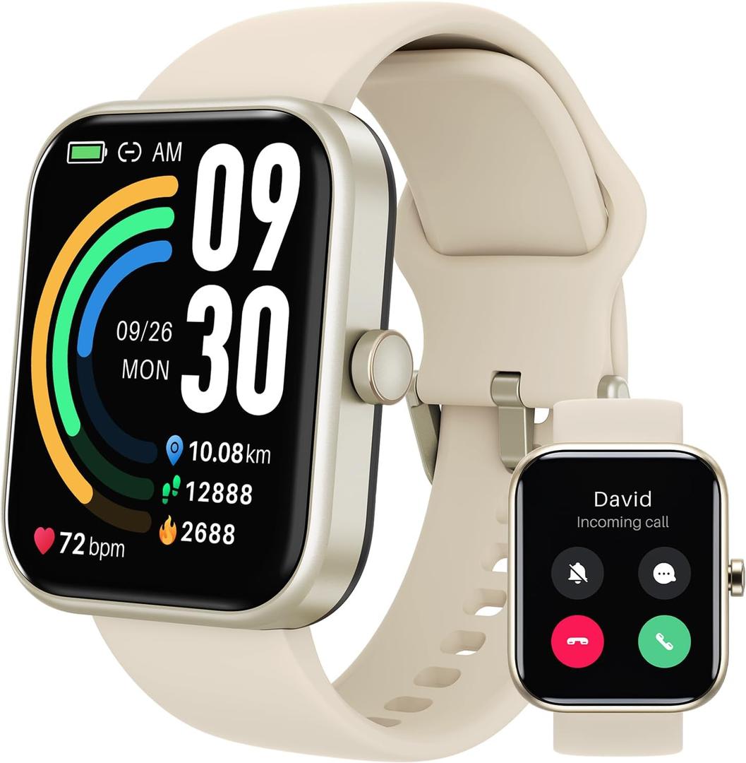 TOZO 2026 New Upgraded Smart Watch for Men Women for iPhone&Android, 1.83" Fitness Tracker Bluetooth Call [Answer/Make], IP68 Waterproof Sleep Monitor, 100+ Sport Modes Gold