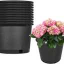 findmall Short 2 Gallon Premium Nursery Plastic Planter Flower Herb Vegetable Garden Grow Pots with Drainage Holes for Outdoor and Indoor Use, Black, 10 Pack, Short 2 Gallon-10 PCS