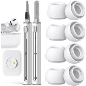 Pohgelan Compatible with AirPods Pro 2nd/1st Generation Replacement Ear Tips,with Noise Reduction Hole & Built-in dust Guard Screen,for USB-C Charging Case with Cleaner kit -4 Sizes (XS/S/M/L)-Whiite