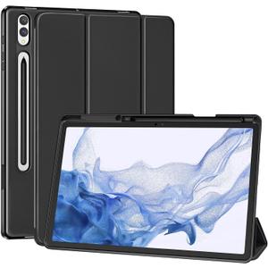 Case for Samsung Galaxy Tab S8 Plus 2022 / S7 FE 2021 / S7 Plus 2020 12.4 Inch with S Pen Holder, Ultra Thin Lightweight Tri-Fold Stand, Auto Wake/Sleep (Black)