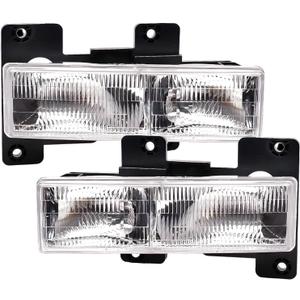 2Pcs Headlights Assembly compatible with 1988-2002 OBS Chevy Silverado GMC 1500 2500 3500 Suburban,1992-1999 Blazer,1995-2000 Tahoe Headlamp, Replace #GM2502101 GM2503101