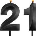 21 Candles for Cake 12th Cake Topper Happy 21st Birthday Decorations for Him 21st Birthday Candles Black Happy 21st Birthday Cake Topper for Him Her 21 Anniversary Number 1 Candle Number 2 Candle