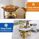 4 Pack Gold Round Chafing Dishes for Buffet, 5 QT Food Warmers and Cold Food Server for Parties, Events Hosting, Family Gatherings, Full Set Catering Supplies with Serving Utensils Accessories