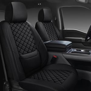 F150 Seat Covers 2015-2026 Full Set, Truck Interior Sets with Lumbar Support Custom Fit for Ford F150 2015-2026, F250/F350/F450 2017-2026 Super Duty Crew Cab XLT XL Lariat Platinum, Black
