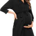SWOMOG Women's Maternity Nursing Robe Pregnancy Breastfeeding Bathrobes 3 in 1 Labor Delivery Nightgowns