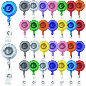 30 Pack Frosted Retractable Badge Reels with 24" Cord, ID Badge Holders Clips for Work, Office, Hospital, Events (Frosted Transparent)