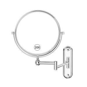 GURUN 8-Inch Wall Mount Makeup Mirror with 20X Magnification for Bathroom - 360 Rotation & Extended Arm Chrome Dual-Sided Bathroom Mirror for Makeup, Skincare for Mom (8in,20X)