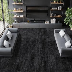 Washable Rug 8x10 Area Rugs for Living Room - Stain Resistant Non-Slip Backing Boho Rug for Bedroom,Durable & Ultra-Thin Vintage Large Area Rug(8x10,Black)