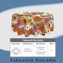 70s Retro Floral Round Tablecloth 60" Diameter for Indoor and Outdoor, Daisy Waterproof Table Cloth Cover Decorative for Party Holiday Dining Tabletop Home Decor