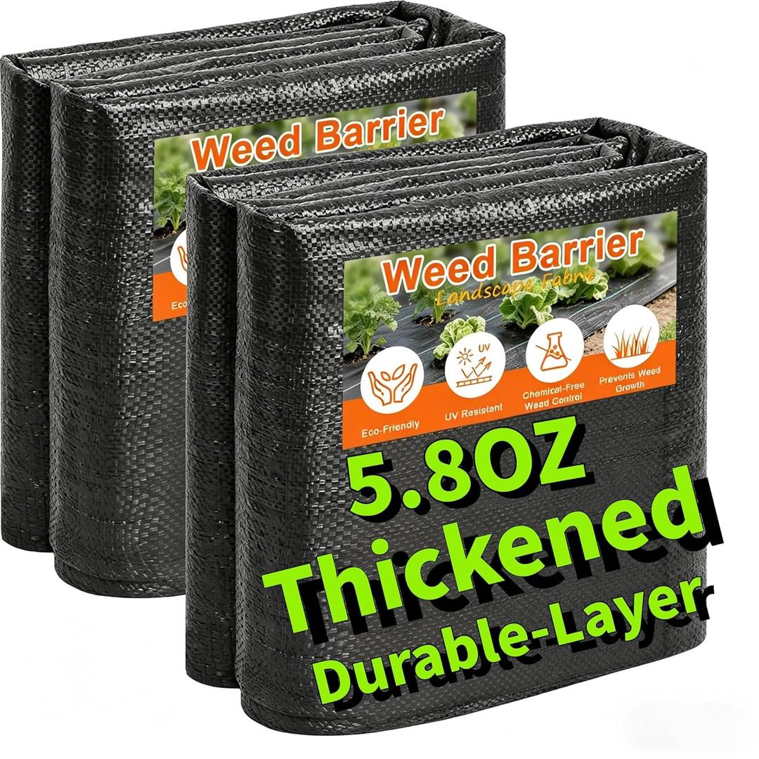 AMAGABELI GARDEN & HOME 4ft x 100ft Weed Barrier Landscape Fabric 5.8oz Garden Cloth Heavy Duty Weed Control Blocker Mat Gardening Ground Cover Durable Woven Geotextile Fabric Driveway Underlayment