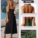 Lepunuo Summer Dresses for Women Casual Maxi Dresses Contrast Spaghetti Strap Sundresses Sexy Backless Dress (Black, L)