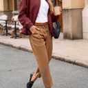 Tankaneo Womens Bomber Jackets Lightweight Zip Up Fashion Cute Jacquard Coats Fall Varsity jacket