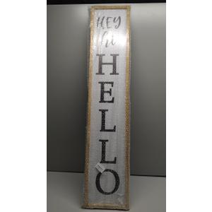 Hey Hi Hello Welcome Sign For Front Porch Standing 45"X9" Large Outdoor Tall Wood Frame Vertical Wall Decor Rustic Farmhouse Outside Home Modern Front Door Board Decoration 