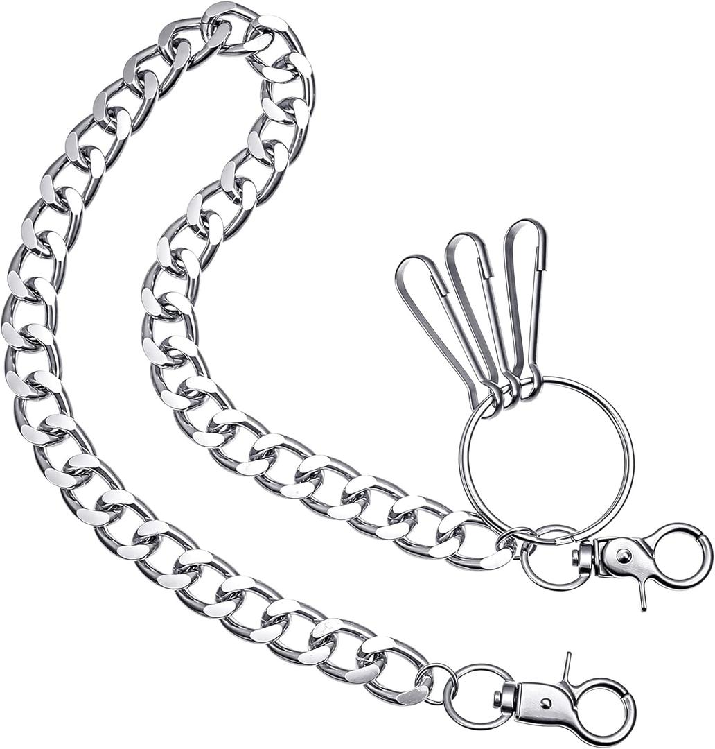 Wallet Chain Hip Hop Punk Pants Chain for Belt Jean Pocket Chains for Men & Women Goth Accessories with Double Buckle