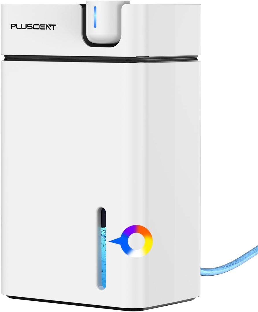 Dehumidifiers for Home, PLUSCENT 1000 Sq.ft Quiet Dehumidifier with Drain Hose for Basement Bedroom Bathroom RV Closet, with 88 OZ Water Tank, Auto Defrost, Auto Shut Off, Sleep Mode, 7 Colors LED