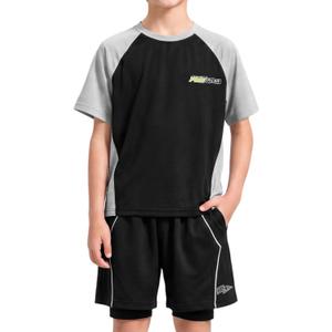 Boys Activewear Set Quick Dry T Shirt & 2-In-1 Shorts 12-13 Years, Balck