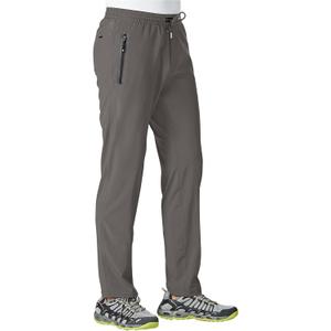 TBMPOY Men's Lightweight Hiking Travel Pants Athletic Outdoor Sports Elastic Waist Water Resistant Sweatpants 2 Pockets (Large, A15-steel Gray)