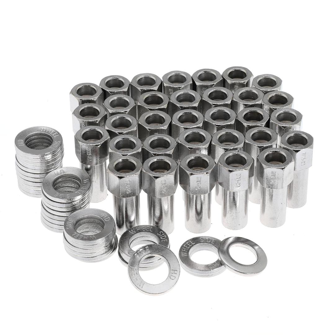 1/2"-20 Wheel Lug Nut for Cragar for SST Mag with Center Washer Open Ended, 13/16 Hex 2.01 Total Length (24PCS)