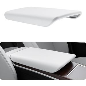 BASENOR Upgraded Tesla Model S Model X Center Console Cover Non-Slip TPE Armrest Cover [No Logo] Protector Armrest [Proprietary Design] 2021-2026 Tesla Interior Accessories White