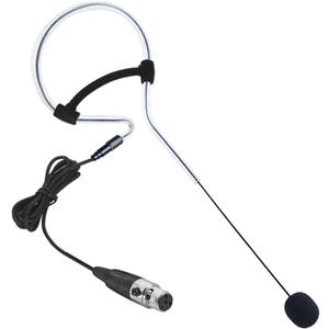 Black Single Earset Headset Microphone Headworn Over Ear Hanging Condenser Mic Compatible with Shure Wireless Bodypack Transmitter System with Mini XLR 4 Pin TA4F Plug