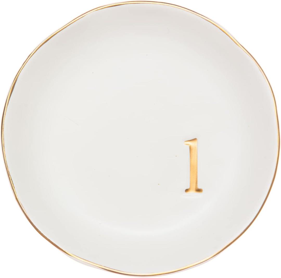 COLLECTIVE HOME - Ceramic Jewelry Tray, Decorative Trinket Dish for Rings Earrings Necklaces Bracelet Watch Keys, Birthday Mother's Day Christmas Gift for Women, 4.75", White Surface (L)