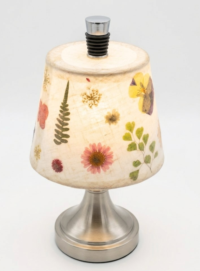 Baquler Pressed Floral Wireless Bottle Lamp Shade Flower Wine Bottle Lamps LED 3 Color Rechargeable Cute Vintage Cottage Table Light for Bars Home Office Fall Christmas Housewarming Gifts