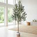 6ft Dense Leaves Artificial Olive Tree with Woven Basket - Realistic Faux Olive Tree for Living Room, Office & Home Decor - Large&Tall Indoor Floor PlantAesthetic Silk Plants