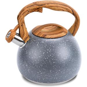 Tea Pot, 3.2 Qt Whistling Tea Kettle, Tea Pot for Stove with Heat resistant/One-button Switch Handle, for Tea, Coffee, Milk, Suitable All Heat Source(Gray)