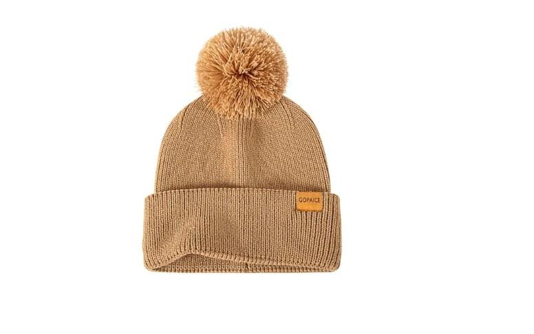 Womens Winter Knitted Beanie Hat, Knitted Soft Ski Cuff Cap with Pom Pom Warm Fleece Lined Hat,Pack Of 4