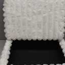 Sweetcrispy Vanity Stool Chair with Storage, Ottoman Faux Fur Soft Padded Makeup Footstools Seat with 4 Metal Legs Anti-Slip Adjustable Feet Modern Cute Small Footrest for Home Entryway Bedroom White