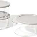 DURA LIVING 6-Piece Glass Food Storage Containers Set (3 Containers + 3 BPA-Free Lids) | 4-Cup, Leakproof | Microwave, Freezer, Oven & Dishwasher Safe | Ideal for Meal Prep & Pantry Organization (Grey)