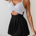 B2prity Women Cutout One Piece Skirt Swimsuit V Neck Wrap Tie Back Swimdress Tummy Control Bathing Suits Slimming Swimwear, Size XL