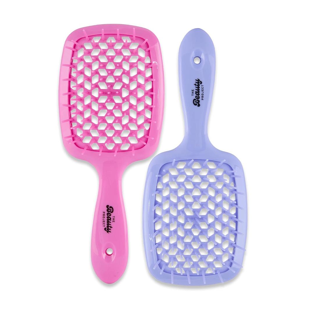 2 Pack Detangling Brush for All Wet or Dry Hair Types - Pain-Free Brushing, Vented Hair Brush - Lightweight Handle with Extreme Flex to Contour to Scalp (Dusty Pink)