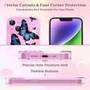 2 x Clear Case Compatible with iPhone 14, Cute Butterfly Print Protective Cover for Girls Women, Slim Soft TPU Four Corners Shockproof Case for iPhone 14 - Blue Butterfly
