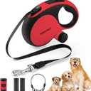 Retractable Dog Leash with Chew Proof Cable, 26Ft Heavy Duty Dog Leash for Medium Large Dogs up to 110lbs, 360 No Tangle, One-Handed Brake (Red)