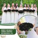 60 Pcs Artificial Roses Bulk Velvet Silk Black Roses Roses for Wedding Centerpieces Bridal Bouquet Mohter's Day Valentine's Day Halloween Home Decor(60, Black)