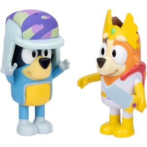 Bluey Fairytale Action Figure Set of 2, Articulated Character Toys with Superhero Chilli and Retro Hat Bandit, Small Action Figures for Kids Ages 3+