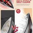 1500W Steam Iron & Vertical Steamer, 350ml Leak-Proof Water Tank, Ceramic Soleplate, Auto-Off Safety, Burst Steam, Self-Cleaning, Anti-Calc Anti-Drip Garnet