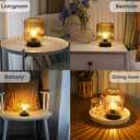 LUSHARBOR Battery Operated Lamp, Cordless Table Lamps for Home Decor, Battery Powered Nightlight with LED Bulb, Decorative Glass Beside Lamp for Bedroom Living Room-Gold