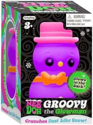 Schylling NeeDoh Squishmas Groovy Glowman - Christmas Squeeze Toy - Satisfying Snow-Like Crunch - 3.5" Tall - (Pack of 1)